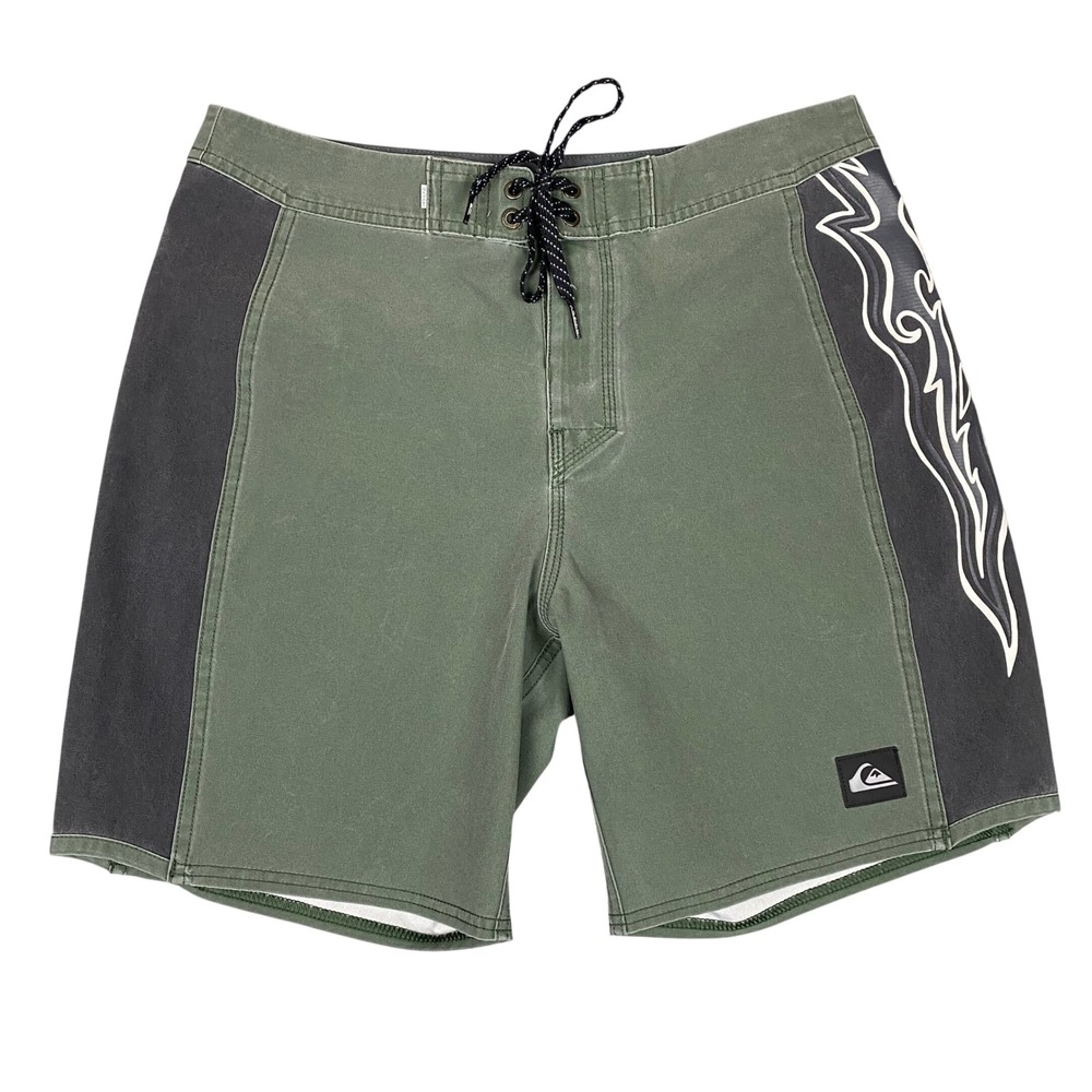 Quiksilver Highline SurfSilk Graphic Board Shorts Mens 31 Green Gray